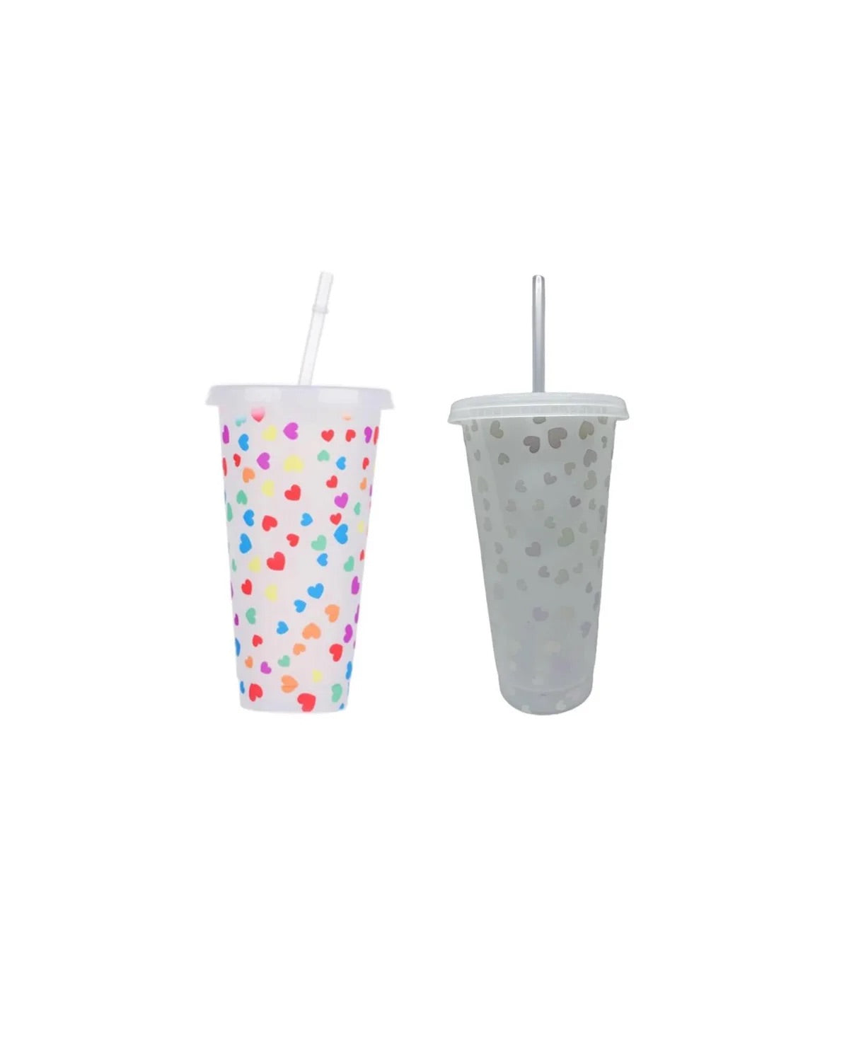 Personalised colour changing cup (clear with hearts)